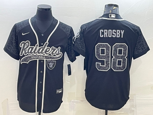 Men's Las Vegas Raiders Maxx Crosby #98 Black RFLCTV Limited Jersey1 Joint Edition