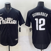 Men's Philadelphia Phillies Kyle Schwarber #12 Black Lights Out Replica Jersey