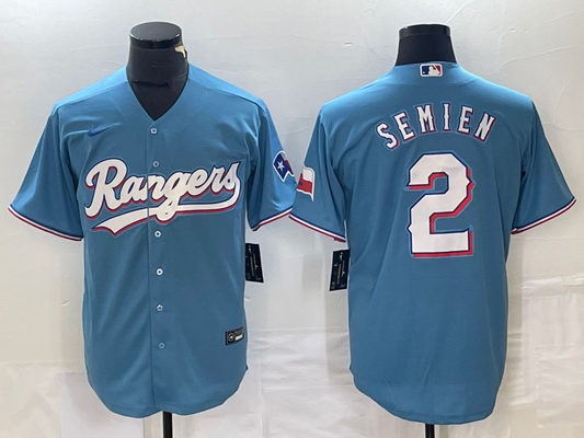 Men's Texas Rangers Marcus Semien #2 Light Blue Replica Player Jersey1