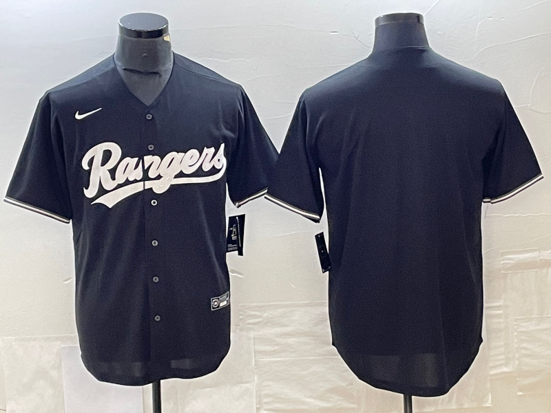 Men's Texas Rangers Black Blank Replica Player Jersey1
