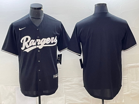 Men's Texas Rangers Black Blank Replica Player Jersey1