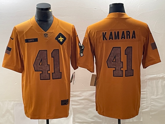 Men's New Orleans Saints Alvin Kamara #41 Brown 2023 Salute To Service Retired Player Limited Jersey1