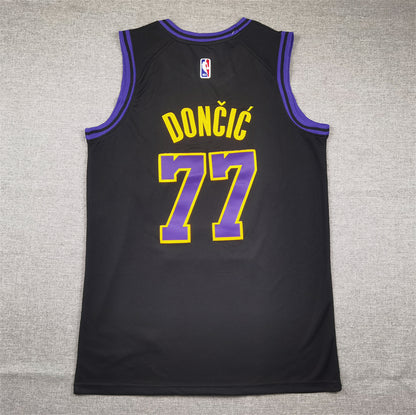 Men's Los Angeles Lakers Luka Doncic #77 Black 2023/24 Swingman Jersey1 - City Edition