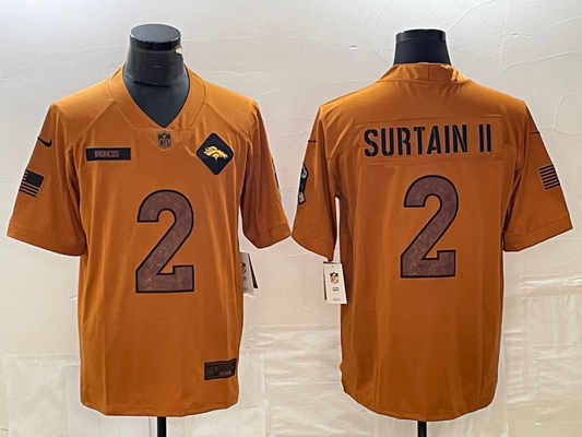 Men's Denver Broncos Patrick Surtain II #2 Brown 2023 Salute To Service Limited Jersey1
