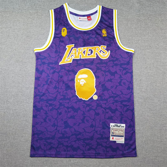 Men's Los Angeles Lakers BAPE #93 Purple 1996/97 Hardwood Classics Swingman Jersey1