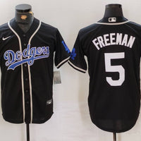 Men's Los Angeles Dodgers Freddie Freeman #5 Black Game Jersey1