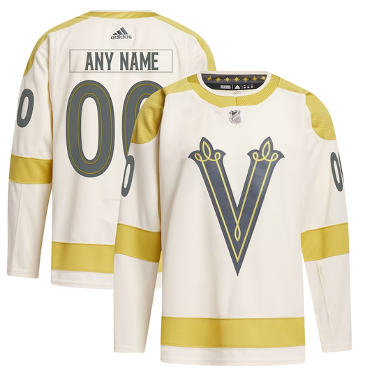 Men's Vegas Golden Knights Cream 2024 NHL Winter Classic Primegreen Authentic Custom Jersey1