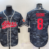 Men's San Francisco 49ers Steve Young #8 Grey Camouflage Game Jersey1 Joint Edition