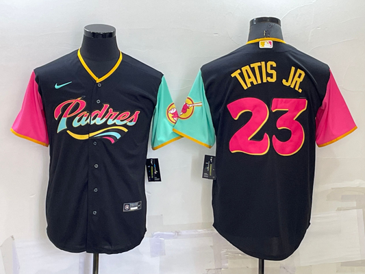 Men's San Diego Padres Fernando Tatis Jr. #23 Black City Connect Replica Player Jersey1
