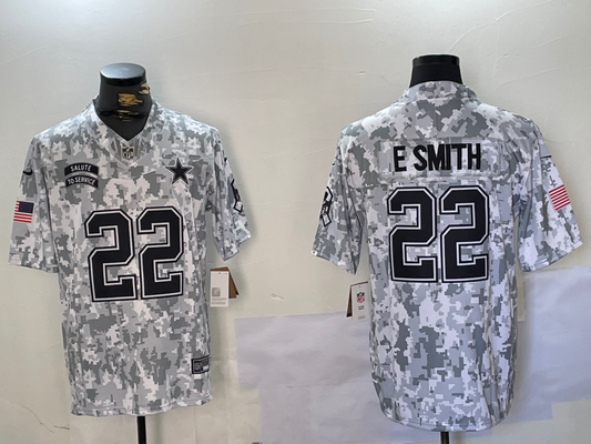 Men's Dallas Cowboys Emmitt Smith #22 Arctic Camo 2024 Salute to Service Retired Player Limited Jersey1