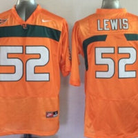 Men's Miami Hurricanes Ray Lewis #52 Orange Team Football Jersey