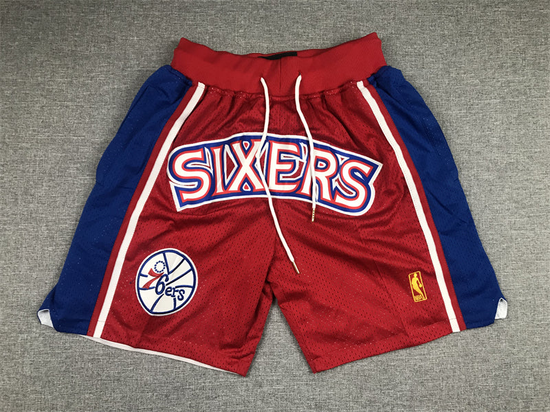 Men's Philadelphia 76ers Red Hardwood Classics Authentic Basketball Shorts1