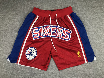 Men's Philadelphia 76ers Red Hardwood Classics Authentic Basketball Shorts1