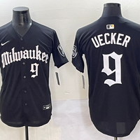 Men's Milwaukee Brewers Bob Uecker #9 Black Limited Player Jersey