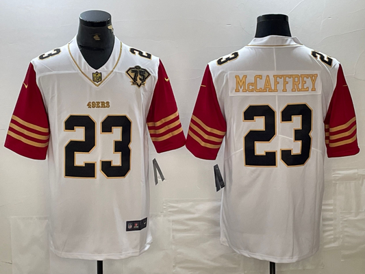 Men's San Francisco 49ers Christian McCaffrey #23 White Player Game Jersey2