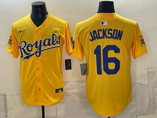Men's  Kansas City Royals Maikel Garcia Jackson #16 Yellow City Connect Limited Jersey