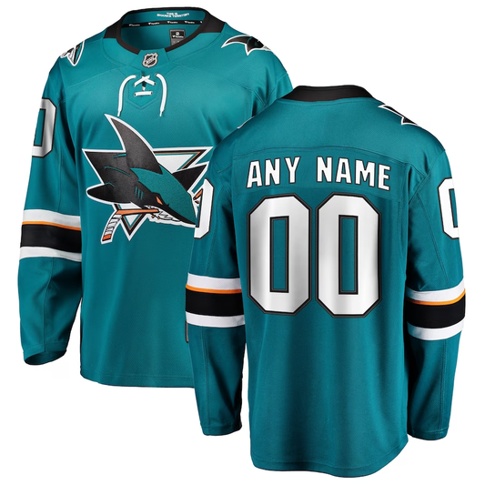 Men's San Jose Sharks Teal Home Breakaway Custom Jersey1