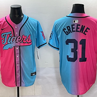 Men's Detroit Tigers Riley Greene #31 Pink/Blue Player Jersey