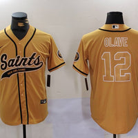 Men's New Orleans Saints Chris Olave #12 Yellow Game Jersey1