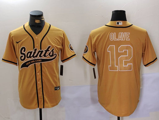 Men's New Orleans Saints Chris Olave #12 Yellow Game Jersey1