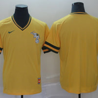 Men's Oakland Athletics Gold Blank Cooperstown Collection Mesh Batting Practice Jersey1