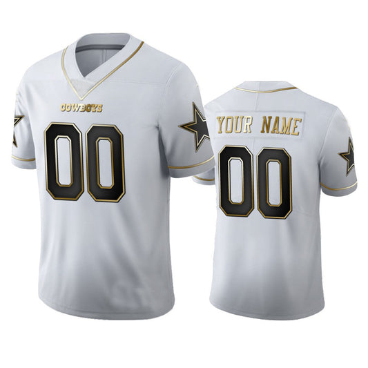 Custom1 Dallas Cowboys White Golden Edition Vapor Limited Football Jerseys