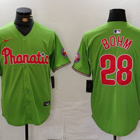 Men's Philadelphia Phillies Alec Bohm #28 Green Limited Player Jersey1