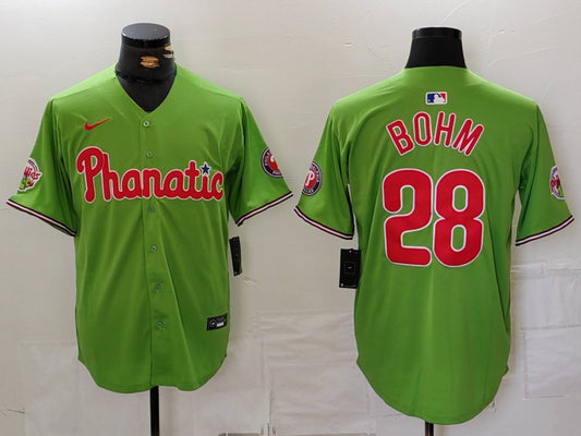 Men's Philadelphia Phillies Alec Bohm #28 Green Limited Player Jersey1