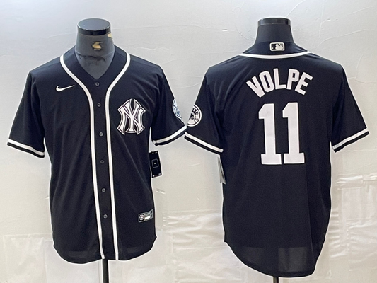 Men's New York Yankees Anthony Volpe #11 Black Limited Jersey1