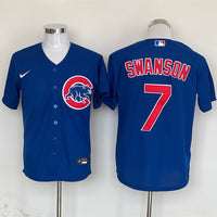 Men's Chicago Cubs Dansby Swanson #7 Royal Replica Player Jersey1