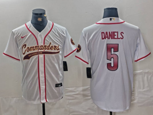 Men's Washington Commanders Jayden Daniels #5 White Game Jersey1