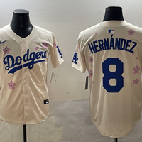 Men's Los Angeles Dodgers Enrique Hernandez #8 Cream Alternate Replica Player Jersey1