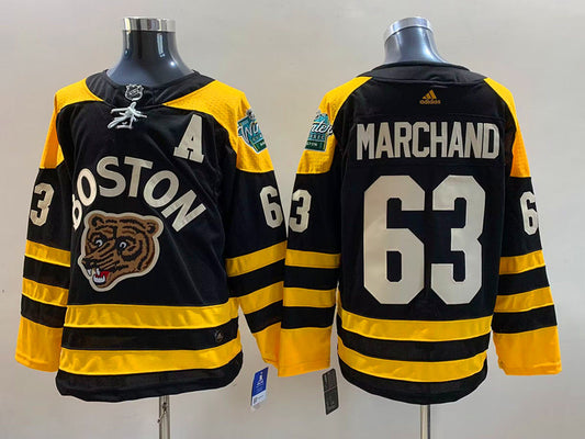 Men's Boston Bruins Brad Marchand #63 Black Replica Jersey1