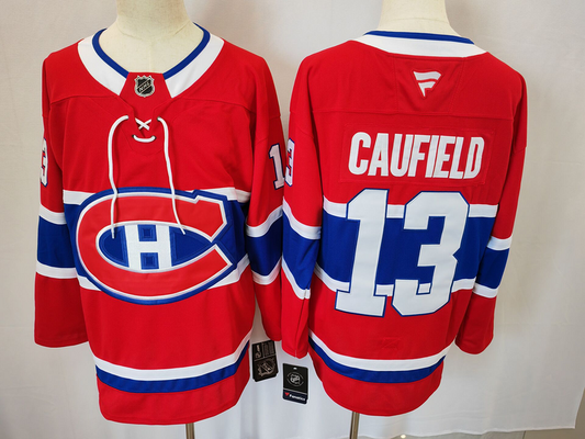 Men's Montreal Canadiens Cole Caufield #13 Fanatics Red Player Jersey