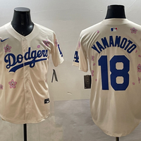 Men's Los Angeles Dodgers Yoshinobu Yamamoto #18 Cream Replica Player Jersey1