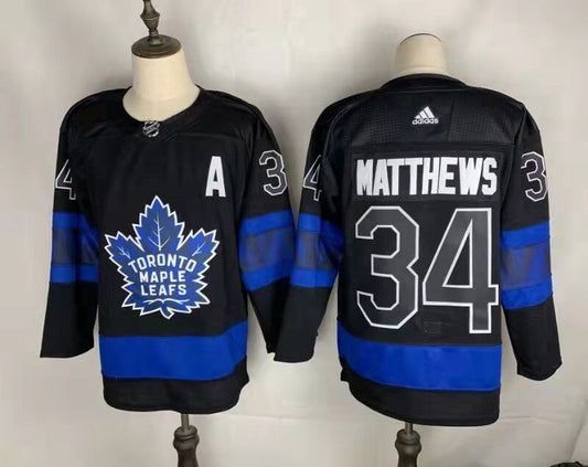 Men's Toronto Maple Leafs Auston Matthews #34 Black Player Jersey1
