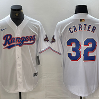 Men's Texas Rangers Evan Carter #32 White 2024 Gold Collection Limited Player Jersey1