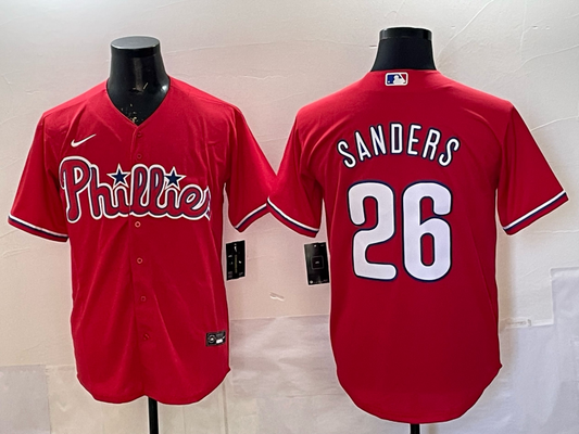 Men's Philadelphia Phillies Michael Saunders #26 Red Replica Player Jersey