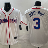 Men's Dominican Republic Baseball Manny Machado #3 White 2026 World Baseball Classic Stadium Jersey