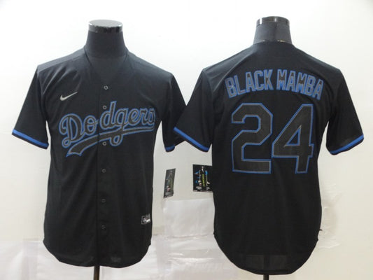 Men's Los Angeles Dodgers Kobe Bryant #24 Black Mamba Baseball Jersey1