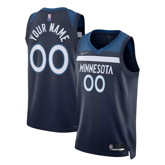 Men's Minnesota Timberwolves Navy 2021/22 Diamond Swingman Custom Jersey1 - Icon Edition