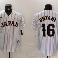 Men's 2023 World Baseball Classic #16 Shohei Ohtani Japan White Player Jersey1