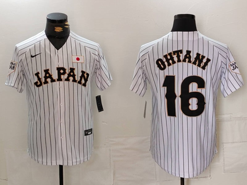 Men's 2023 World Baseball Classic #16 Shohei Ohtani Japan White Player Jersey1