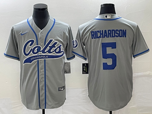Men's Indianapolis Colts Anthony Richardson #5 Gray Game Jersey1 Joint Edition