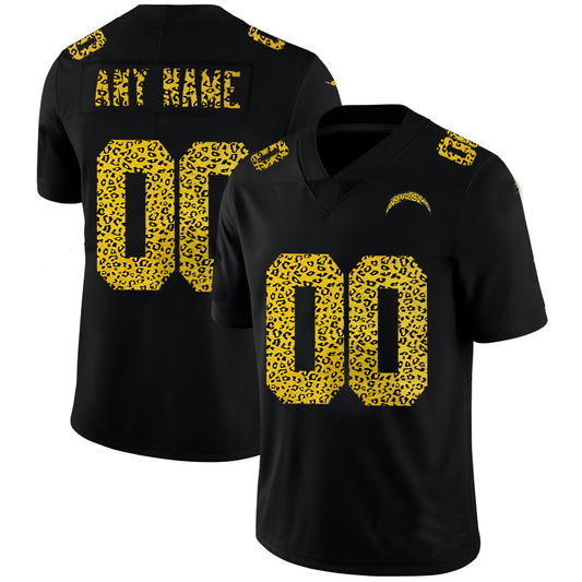 Custom1 Los Angeles Chargers Leopard Print Fashion Vapor Limited Jersey1 Black Stitched American Football Jerseys