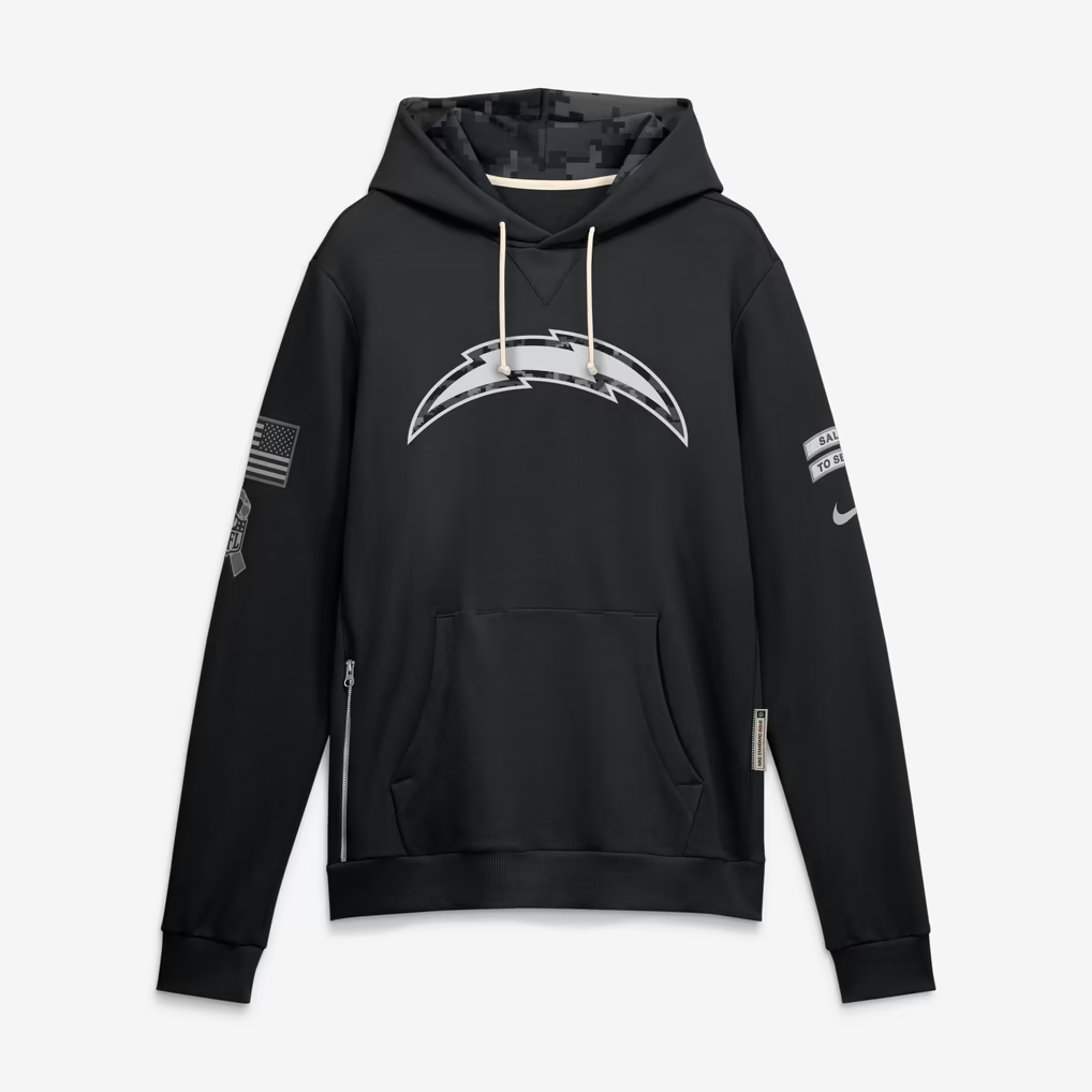Men's Los Angeles Chargers Black 2026 Salute to Service Sideline Dri-FIT Pullover Hoodie