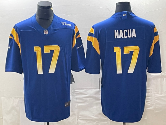 Men's Los Angeles Rams Puka Nacua #17 Royal Home Game Jersey1