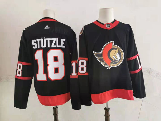 Men's Ottawa Senators Tim Stutzle #18 Black Player Jersey1