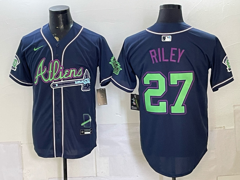 Men's Atlanta Braves Austin Riley #27 Navy Alternate Replica Jersey