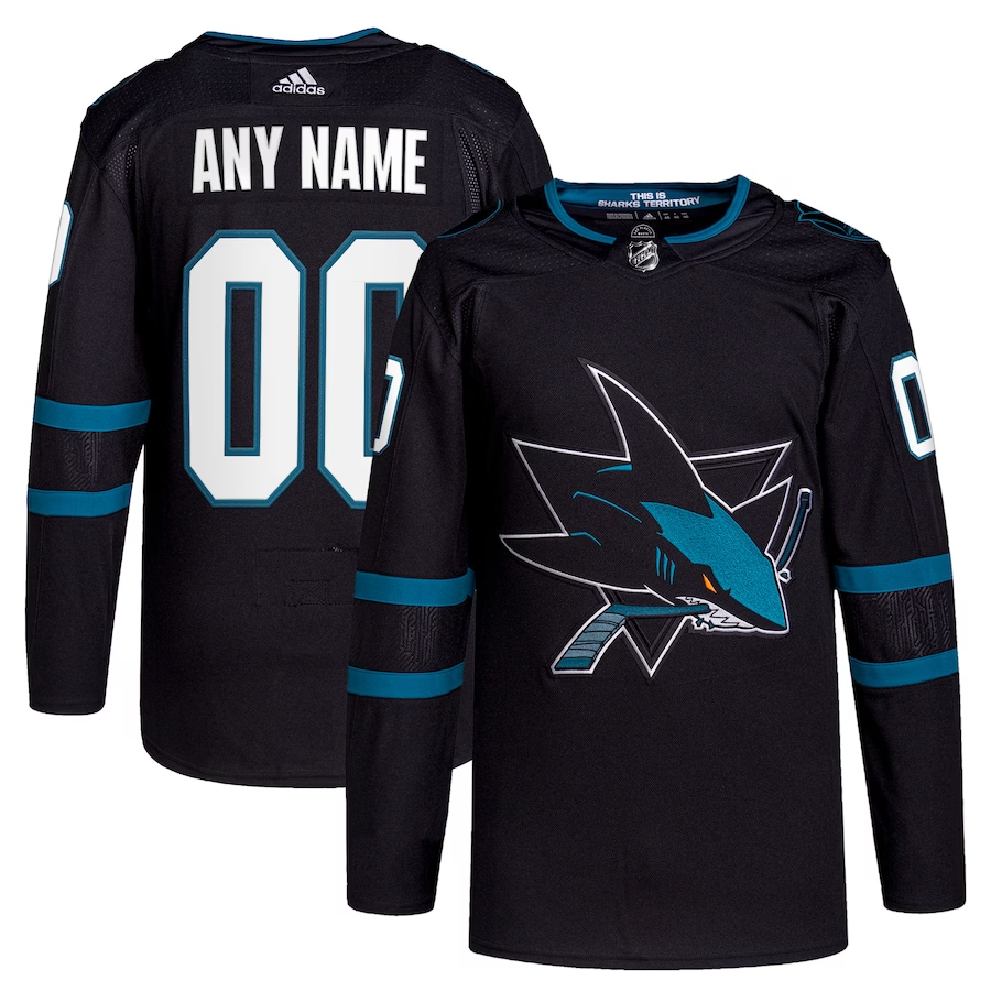 Men's San Jose Sharks Black Alternate Primegreen Authentic Pro Custom Jersey1